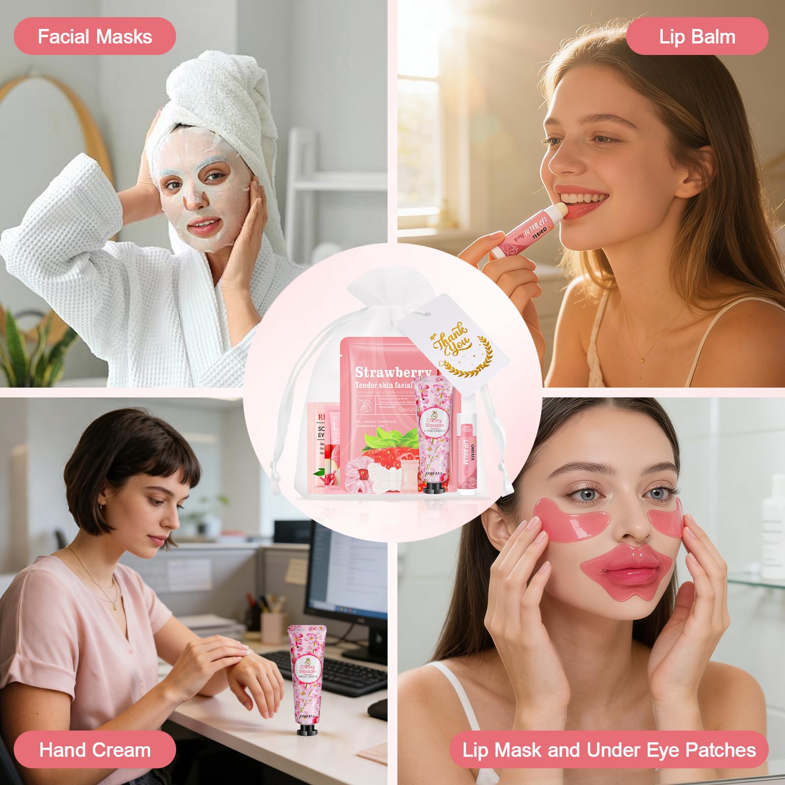 100 Pcs Spa Party Favors For Women,Spa Party Supplies Include Bulk Facial Mask,Hand Cream,Lip Balms,Under Eye Patches,Lip Mask,Bulk Gifts For Women, Mothers Day Gift, Spa Sleepover Party Supplies