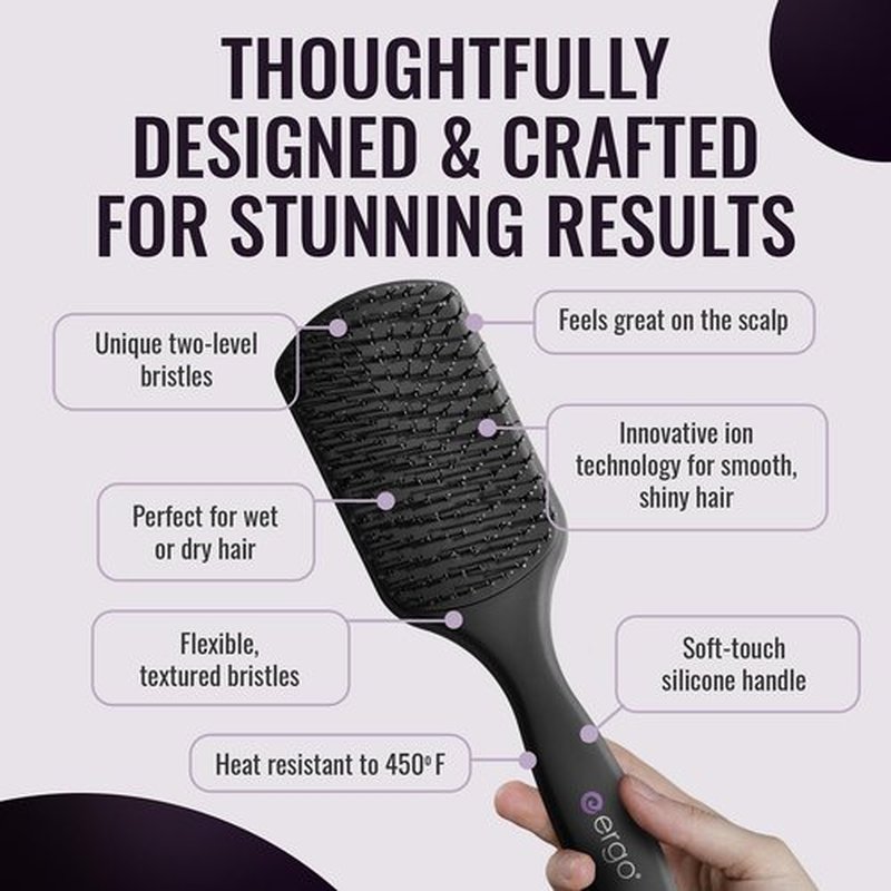 ERGO Super Gentle Mini Paddle Brush - Dual Detangler for Thick or Thin Hair | Perfect for Blow Drying