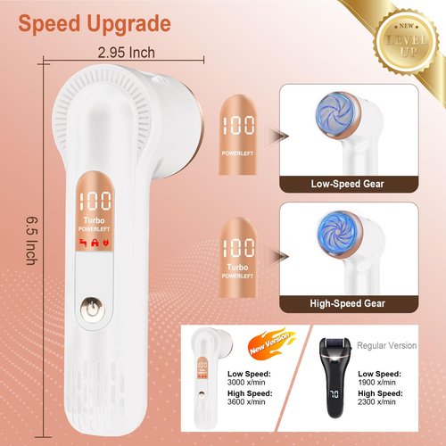 LAVAED Electric Foot Callus Remover Rechargeable Callus Remover for Feet - IPX7 Waterproof Foot Filer Electronic Foot Sander Pedicure Kit Upgrade High Power & LED Display for Cracked Heels Dead Skin