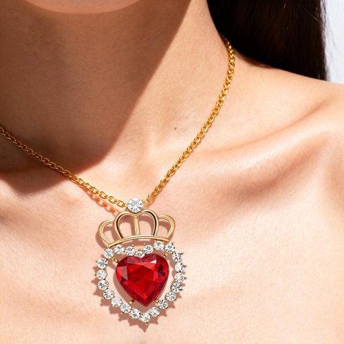 Queen Crown Rhinestone Wedding Crowns and Tiaras for Women Costume Party Hair Accessories Princess Birthday Crown Crystal Bridal Crown (Gold Black+Red Crown)