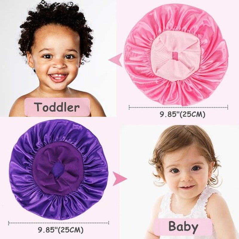 3 Pcs Baby Bonnets Infant Hair Sleep Cap for Sleeping for Girls,Boys (Pink+Purple+Teal)