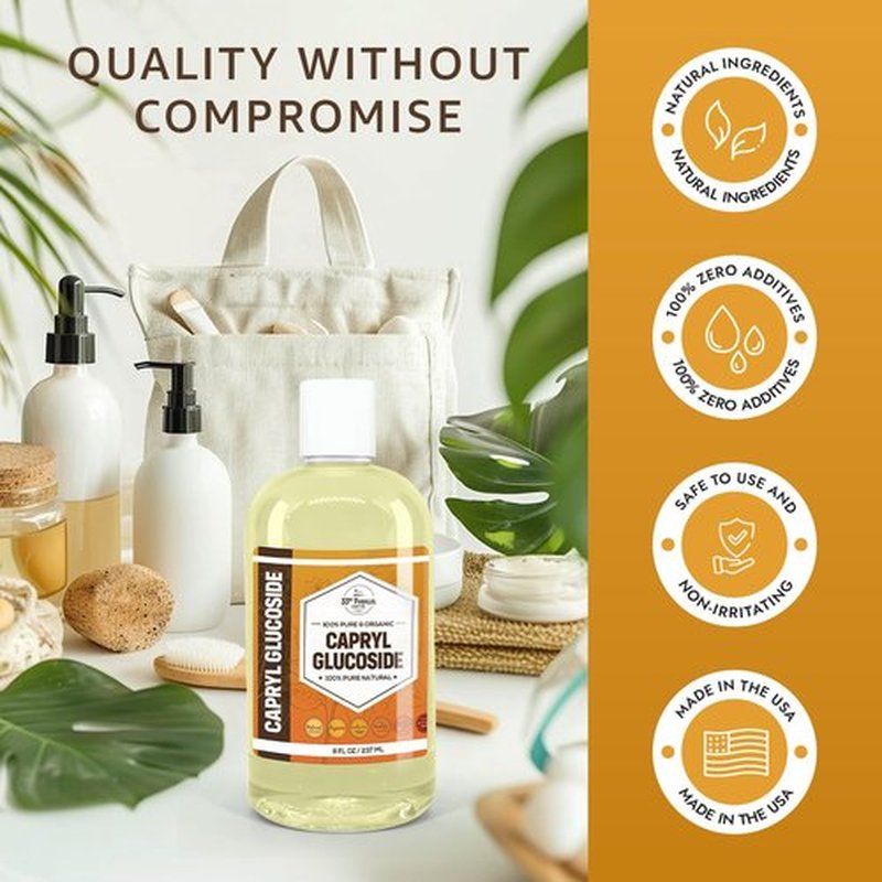 33RD PARALLEL SOAP CO. Capryl Glucoside Liquid Surfactant (16 oz) - Caprylyl Natural, Plant Derived, DIY Skin Care - Facial Cleansers, Body Washes, Shower Gels, Foaming, Body Soap, Shampoos, 16 ounce