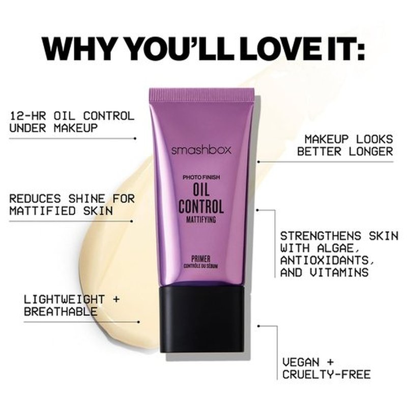 Smashbox Photo Finish Oil Control Primer - Mattifying Makeup Primer with Salicylic Acid & Witch Hazel, 1 oz