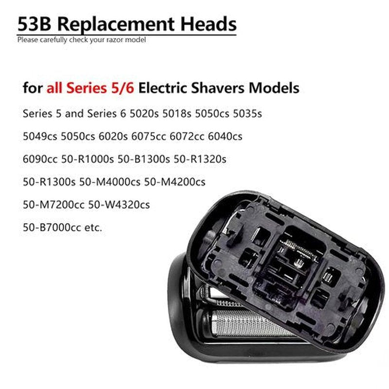 Braun Series 5 & 6 53B Shaver Replacement Head - Wet & Dry Foil & Cutter for S5/S6 Razors