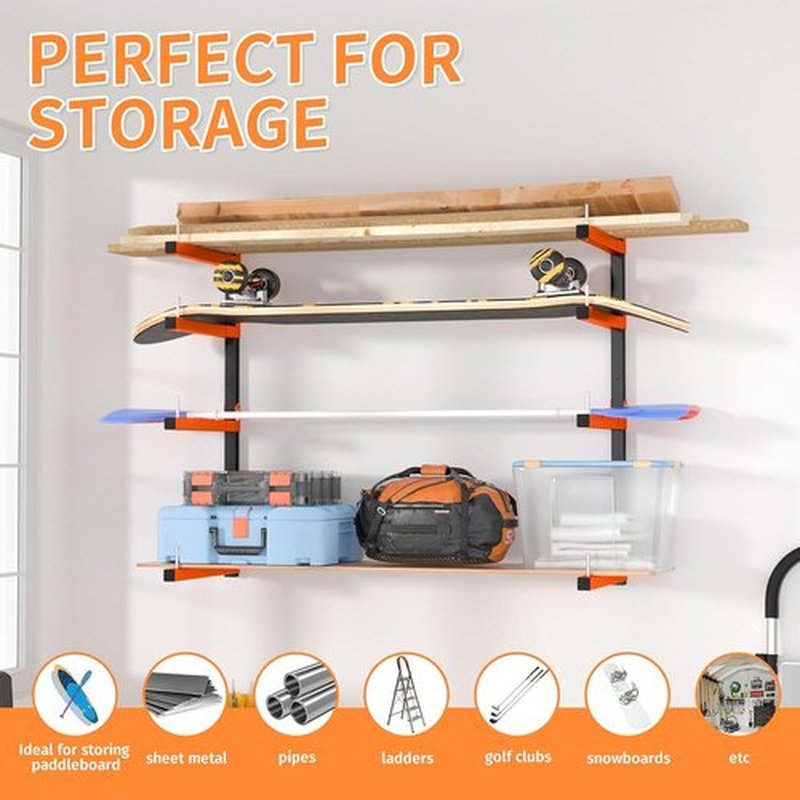 Heavy Duty Metal Lumber Storage Rack by [Brand Name] - Adjustable Wall-Mount Design | Holds Up to 1040 Lbs