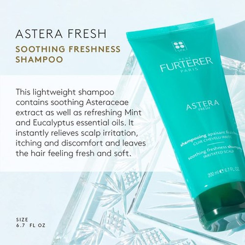 Rene Furterer ASTERA FRESH Shampoo - Soothing Relief for Sensitive Scalps - Mint & Eucalyptus, Paraben-Free