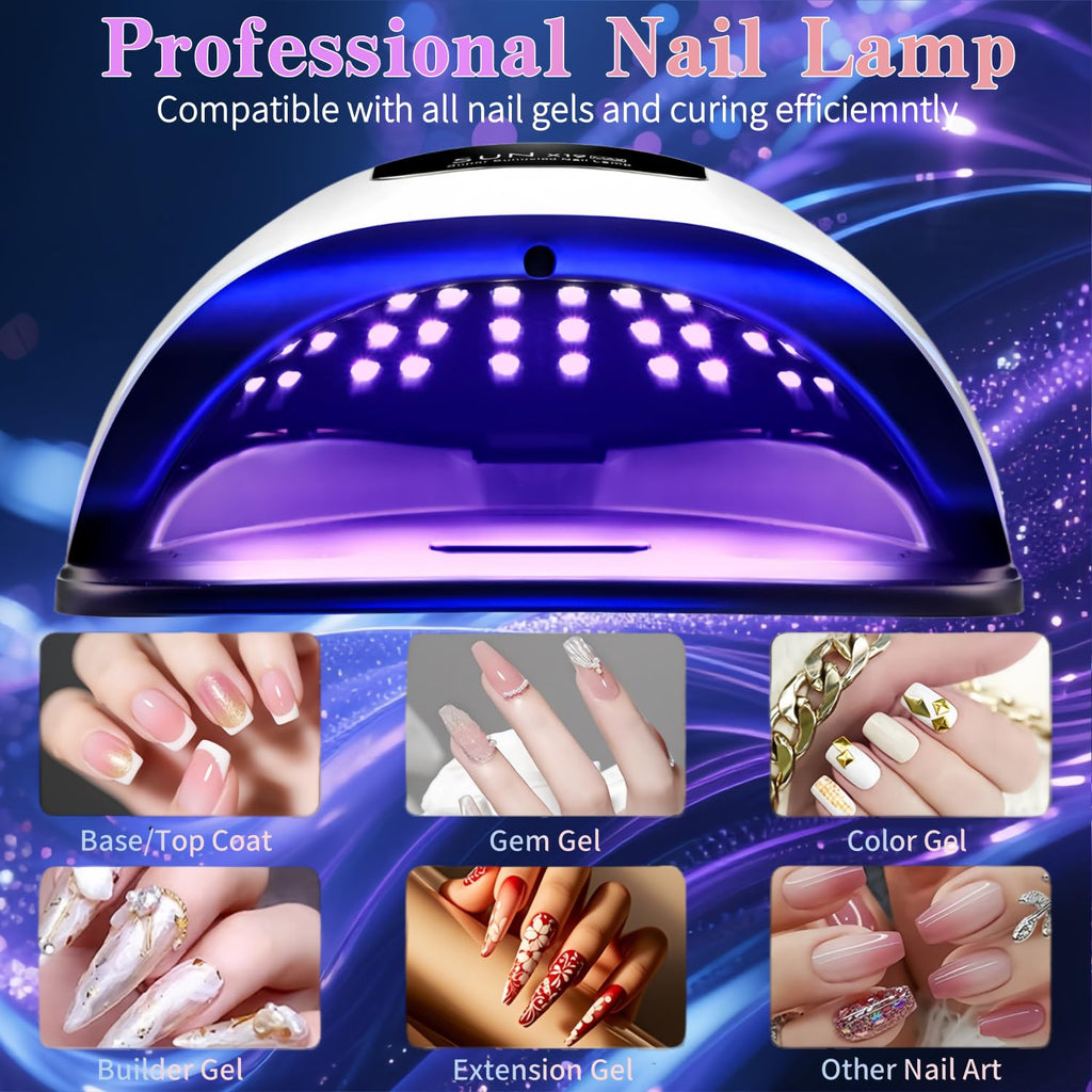 UV LED Nail Lamp with 72 Beads, 320W Nail Curing Lamps for Gel Polish with Automatic Sensor/4 Timer Setting,Led Nail Dryer, Professional Nail Art Drying Tools for Fingernail and Toenail.