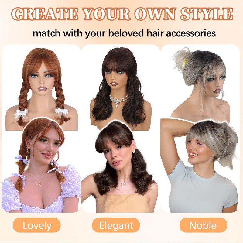 XIXIBI Brown Wigs with Bangs for Women, 4x4 Realistic Scalp Layered Curly Wavy Synthetic Wigs, Free Parting Natural Looking Heat Resistant Wig for Daily Party Use 18Inch