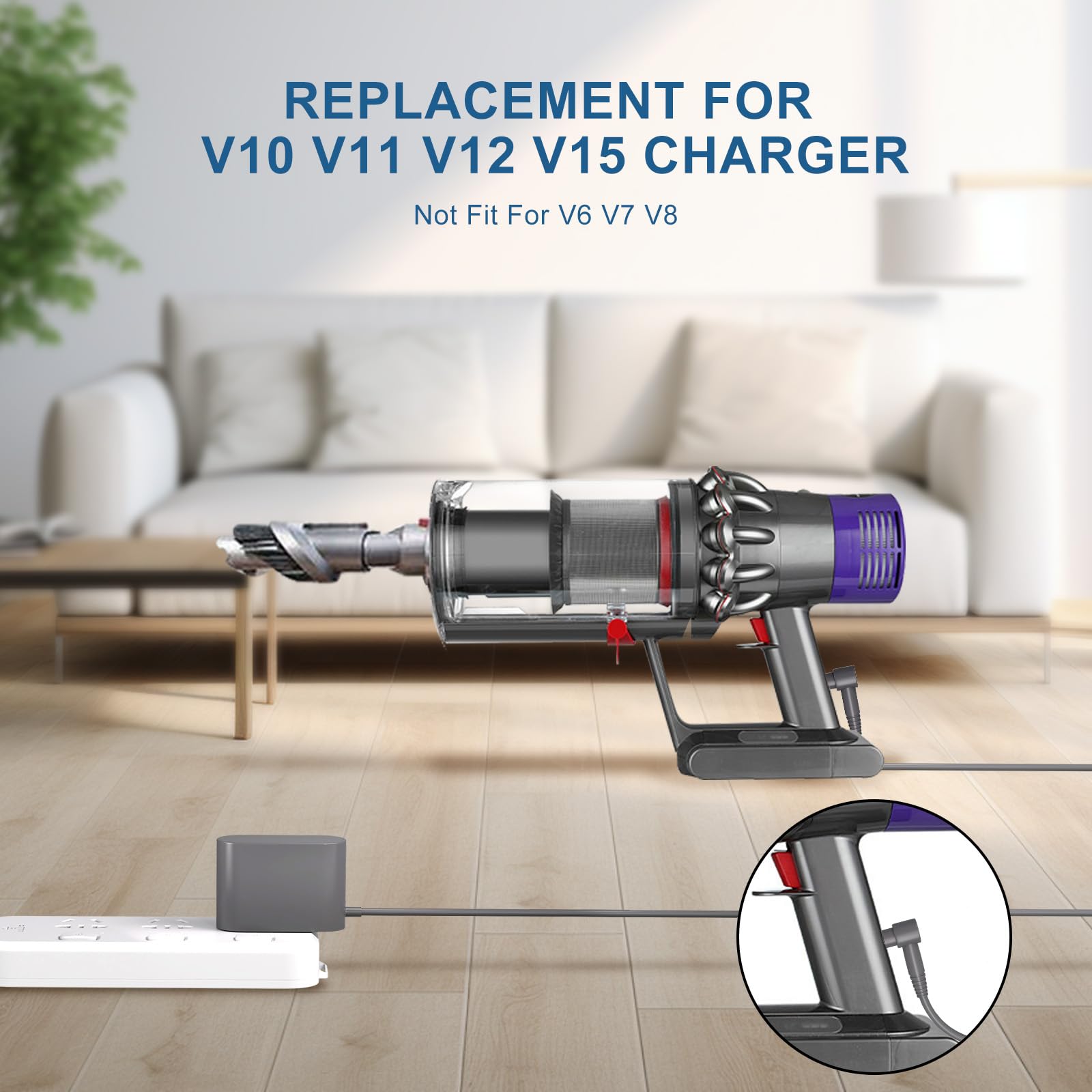 30.45V Cordless Vacuum Cleaner Charger Compatible with Dyson V10 V11 V15 V12 Cyclone Animal Motorhead Absolute Trigge Replacement SV12 SV14 SV15 SV16 SV20 SV22 Power Cord 217160-02 969350-02 969042-01