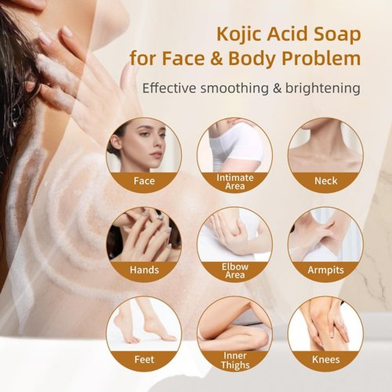 LOYATRO Kojic Acid Turmeric Soap Bar Dark Spots for Face & Body, Deep Cleansing, Gentle Soap Sensitive Skin Formula, All Skin Types 2Pack with Dish