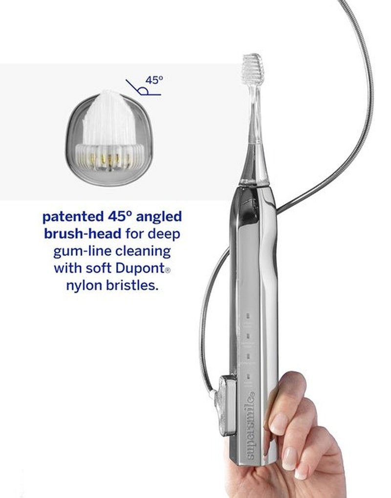 Supersmile Zina45™ Sonic Pulse Toothbrush - Angled Brush with Polishing Head for Whiter Teeth