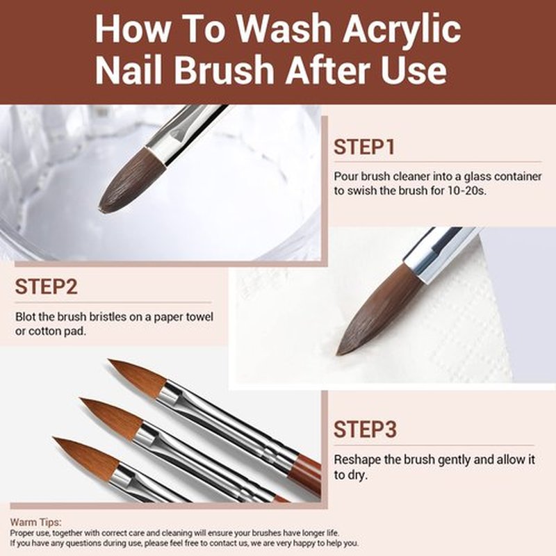 Modelones Kolinsky Acrylic Nail Brush Set, Size 8/10/12 Round Shaped Nail Brushes for Acrylic Powder, Gel Polish, Extension Gel, 3D Carving & Detailing Design with Wooden Handle Salon & DIY Use