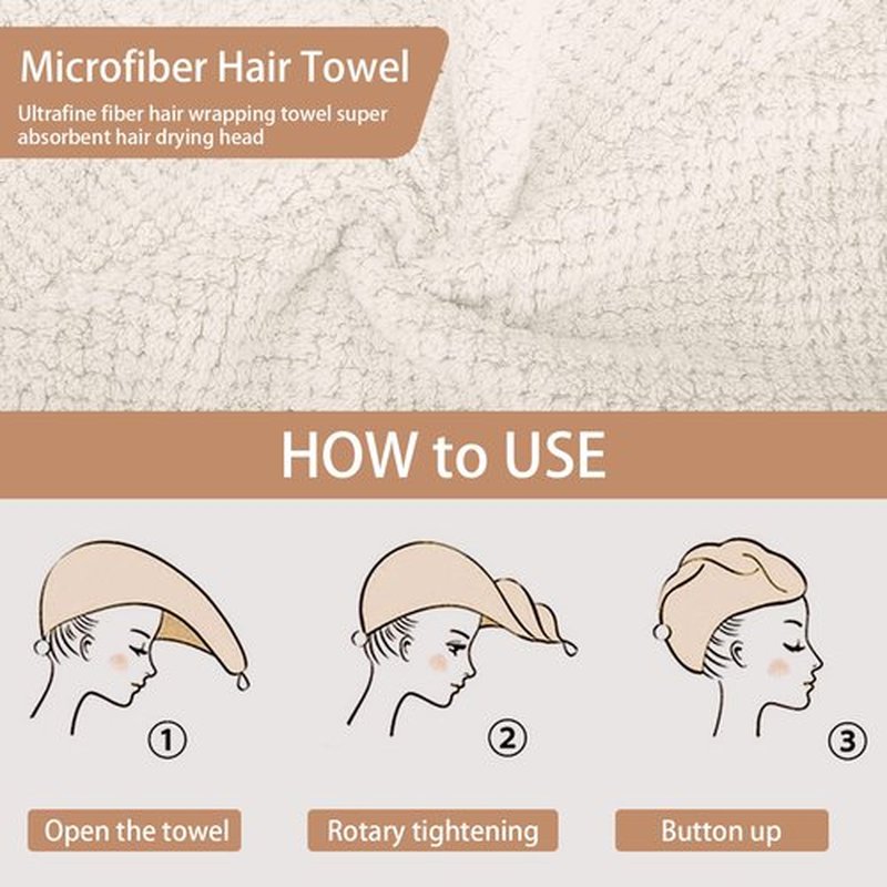 CZZXI 3 PCS Microfiber Hair Towel - Wraps for Wet Hair, Anti Frizz Turbans, for Curly Hair (Beige, Khaki, Grey)