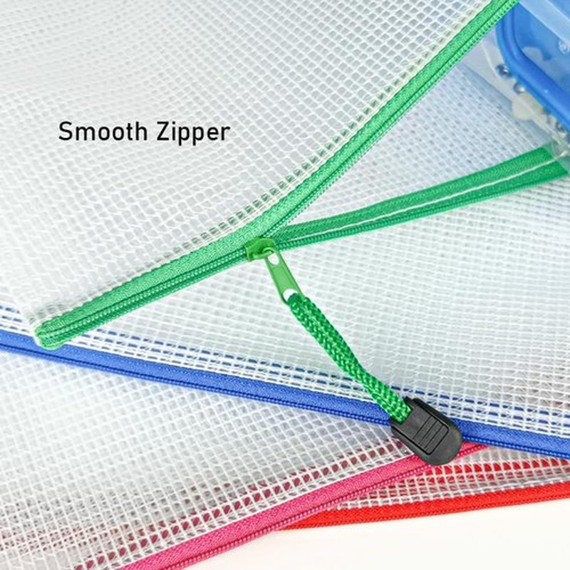 D-KINGCHY 24Pcs Zipper Storage Bags - Waterproof Plastic Mesh Pouches for Office & Travel Organization