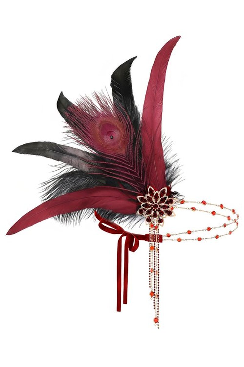 BABEYOND 1920s Women Feather Crystal Headband 20s Flapper Gatsby Headpiece