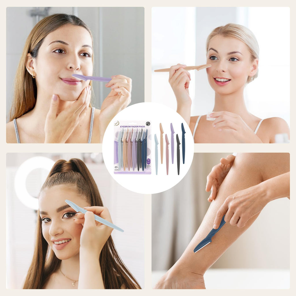 D Eyebrow Razors and Trimmers, Face Razors for Women - 12PCS
