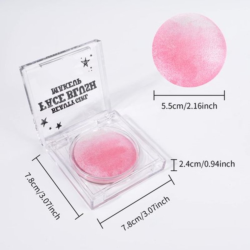 KYDA Pink Baked Blush, Pink Glow Powder for Blush and Highlighter, High Glossy Finish, Lightweight Blendable Shimmer Blusher, Multiuse Baked Powder, 0.53 oz