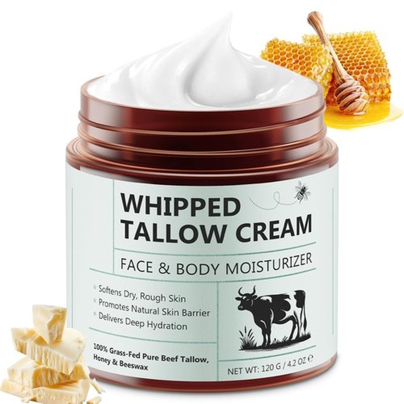 Liefiet Beef Tallow for Skin, 4.2oz Tallow and Honey Balm, Face Moisturizer and Nourishes Body, Grass Fed Whipped Beef Honey Cream Reduces Irritation Skin and Sensitivity