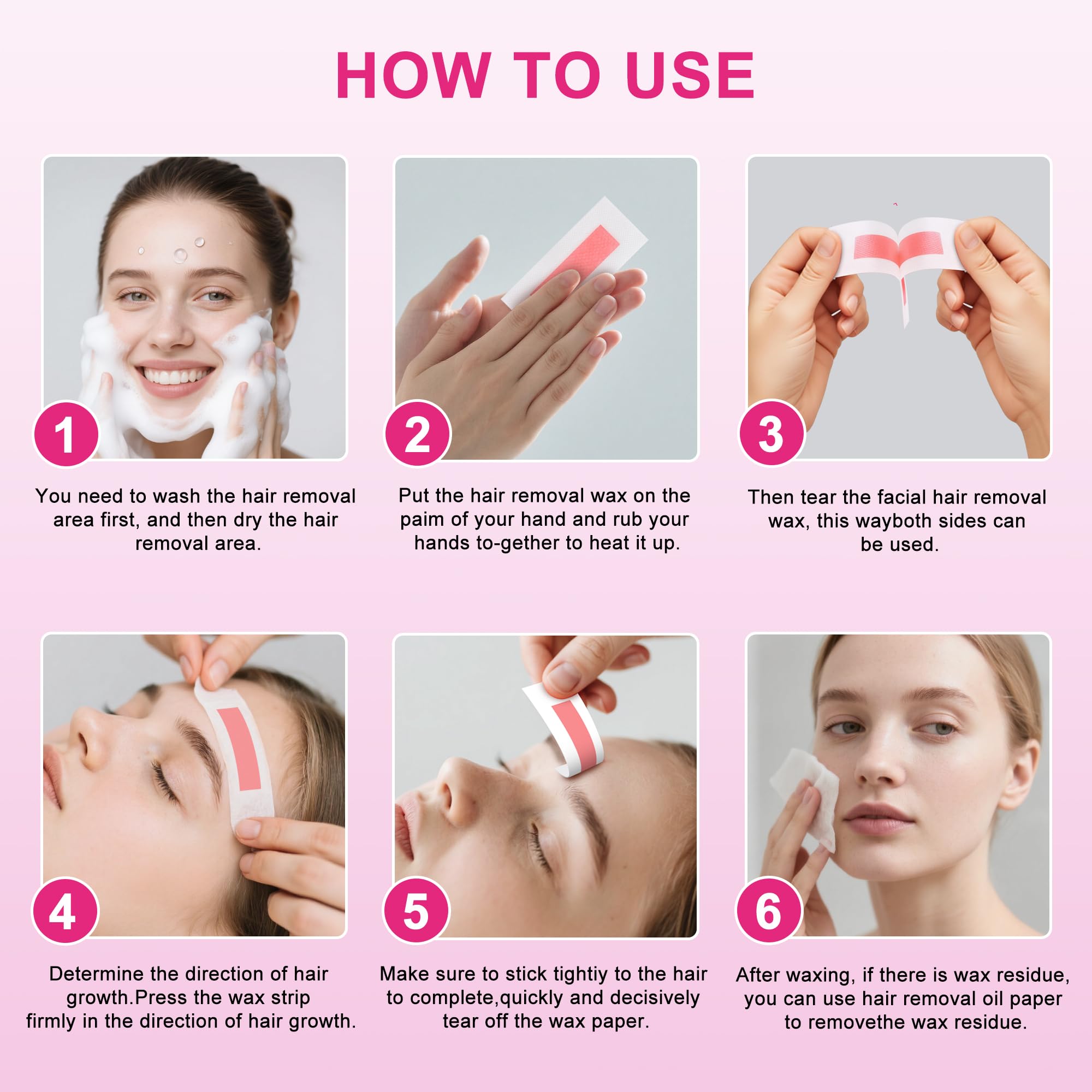 20Pcs Facial Wax Strips for Women, Upper Lip & Eyebrow Hair Removal, Hypoallergenic for Sensitive Skin, Removes Even Short Hair, Up to 5 Weeks Smooth, Easy No-Heat Waxing Kit, 10 per Bag PH