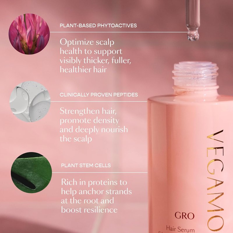 VEGAMOUR GRO Hair Serum - Thicker, Fuller Hair in 90 Days | Non-Oily, Vegan, Bergamot Scented