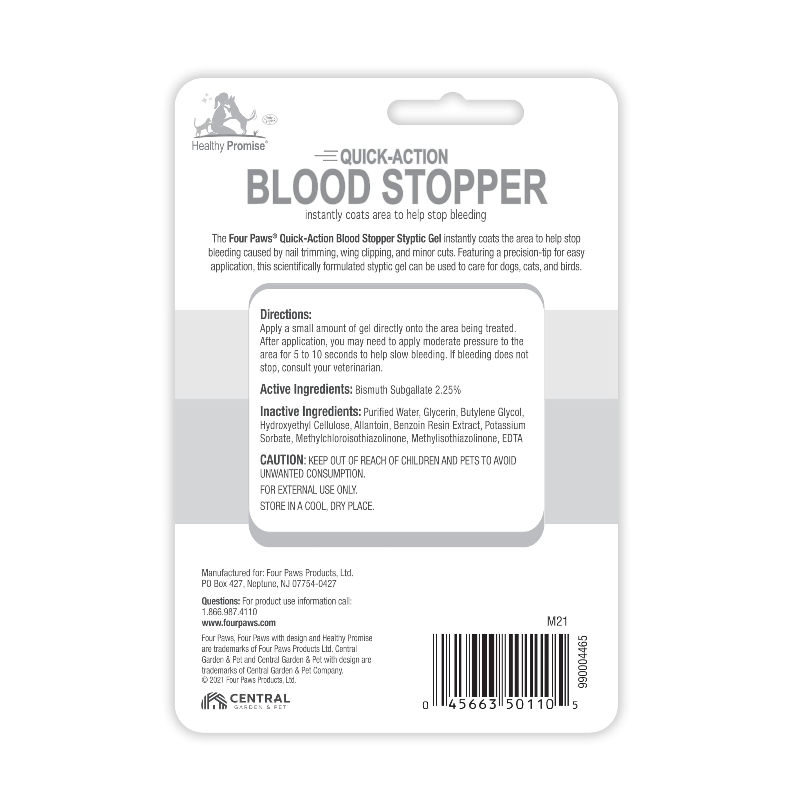 Four Paws Healthy Promise Quick Action Blood Stopper Styptic Gel for Dogs & Cats, 1.16 oz.