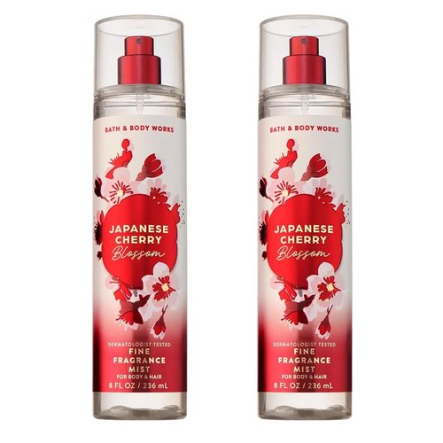 Bath & Body Works Japanese Cherry Blossom Fine Fragrance Mist - Long-Lasting Floral Body Spray, 8 fl oz | 2 Pack