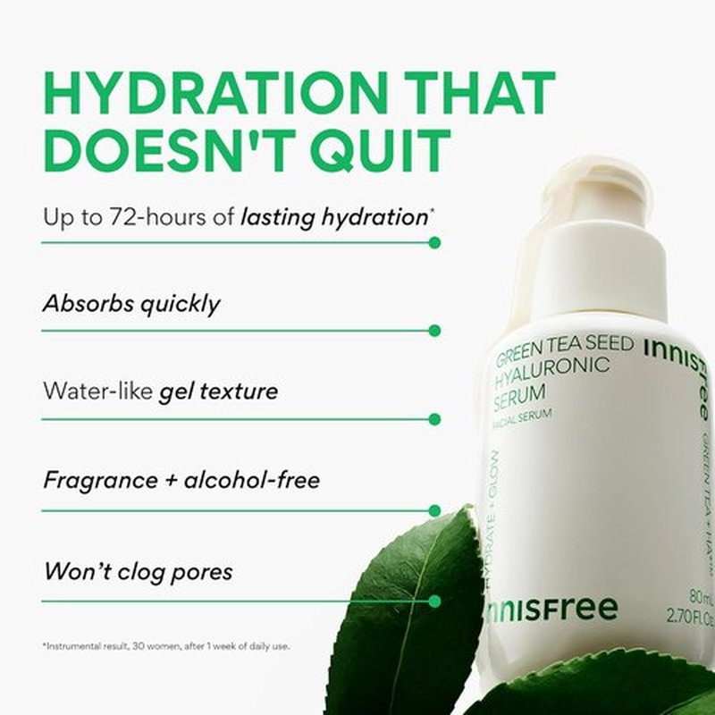 Innisfree Green Tea Seed Hydrating Serum - Hyaluronic Acid & Niacinamide for Glowing Skin | Refill & Sets Available