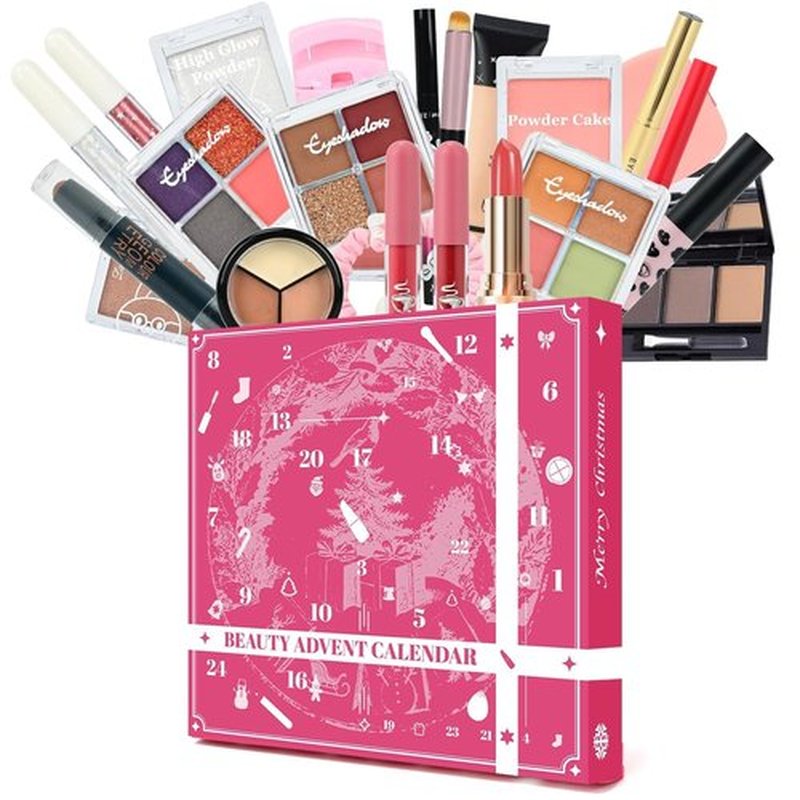 Makeup Advent Calendar 2025 for Women & Teen Girls, 24 Days Christmas Countdown Calendar Beauty Gift Set, 2025 Xmas Gift Surprise Box Calendar Full Makeup Kit