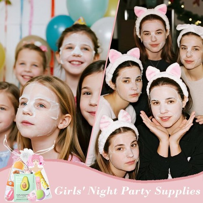 130PCS Spa Party Supplies for Girl, Spa Day Favors Essentials Include Face Masks Skincare, Games, Lip Balm, Under Eye Patches, Foot Bath Bomb, Birthday Sleepover Supplies Party Kit for Women Gift Set