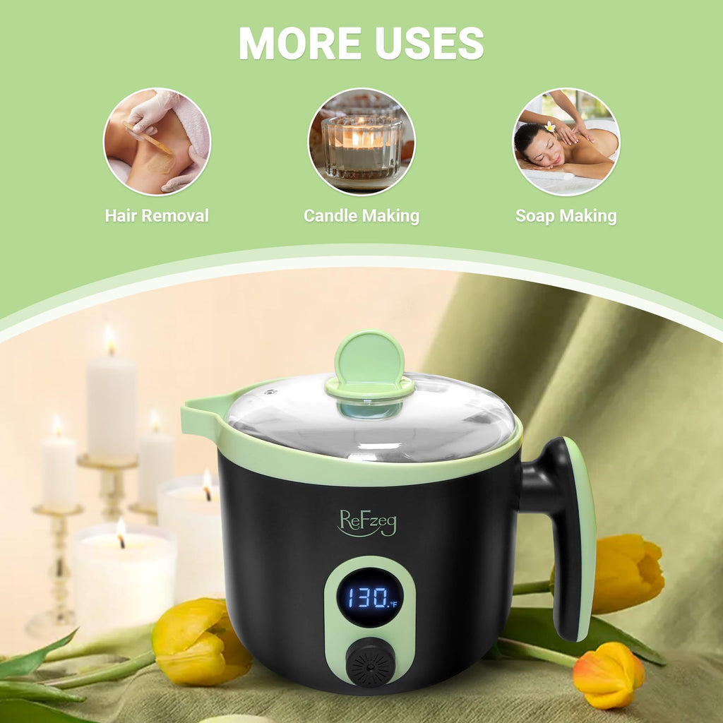 Candle Melting Pot Electric Wax Melter for Candle DIY Making with Pouring Spout, Non-Stick Candle Making Pouring Pot Soap Making Melting Pot with Digital Display, Constant Temperature Function(Black)