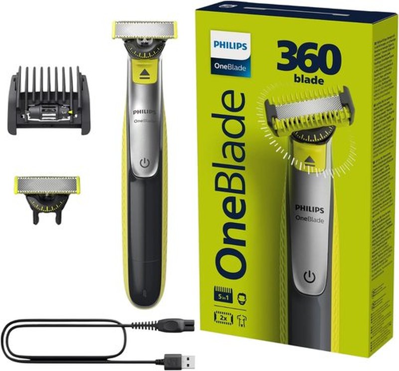 PHILIPS OneBlade 360 Hybrid Electric Shaver - 5-in-1 Beard Trimmer with Stubble Comb (QP2730/20)