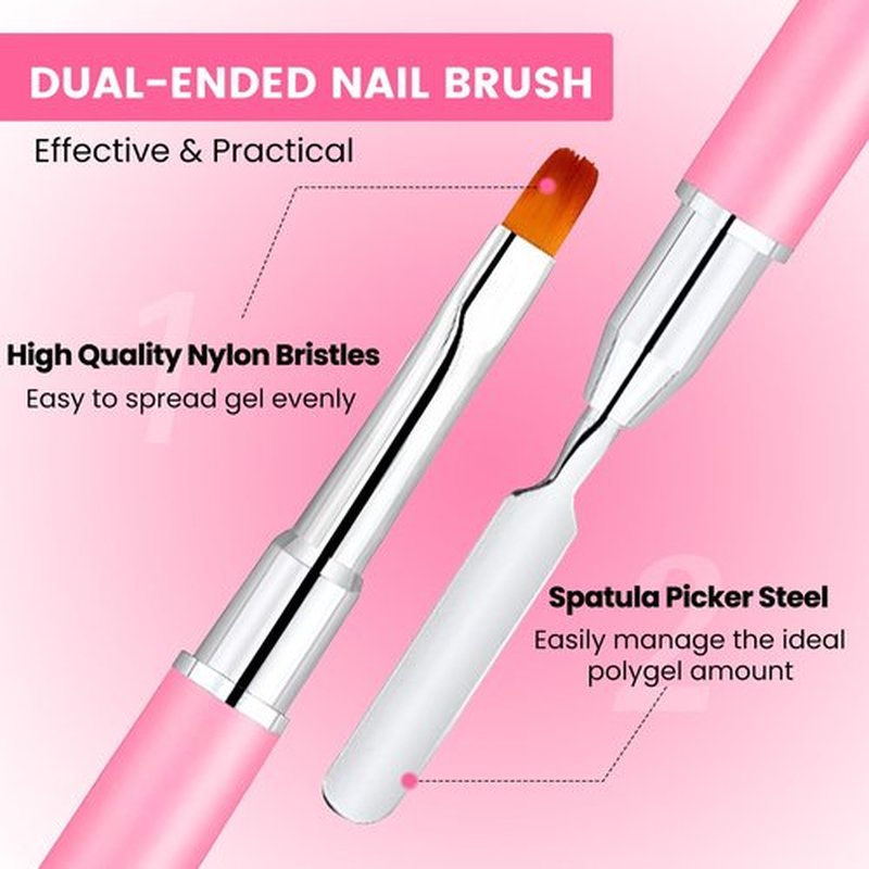 Polygel Nail Forms Kit for Toes,GlimightyX Reusable Toenails Dual Forms for Polygel with 1.35oz Nail Slip Solution Anti-Stick,with Dual-Ended Brush,Nail File and Nail Clips,12 Sizes 120Pcs