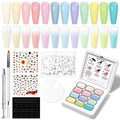 SUPWEE Gradient Painting Pat Gel Kit,12 Colors Ombre Gel Nail Polish Aura Nails French Manicure Drawing Gels Long-lasting Soak Off with 100Pcs Nail Sponges & Grabbing Pen & Palette (Pastel Colors)