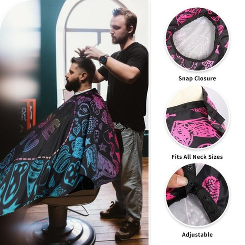 Professional Hair Cutting Cape with Neck Duster Brush, Waterproof Salon Barber Cape with snaps, Barber Accessories for Men, Women and Kids(Music Notation)