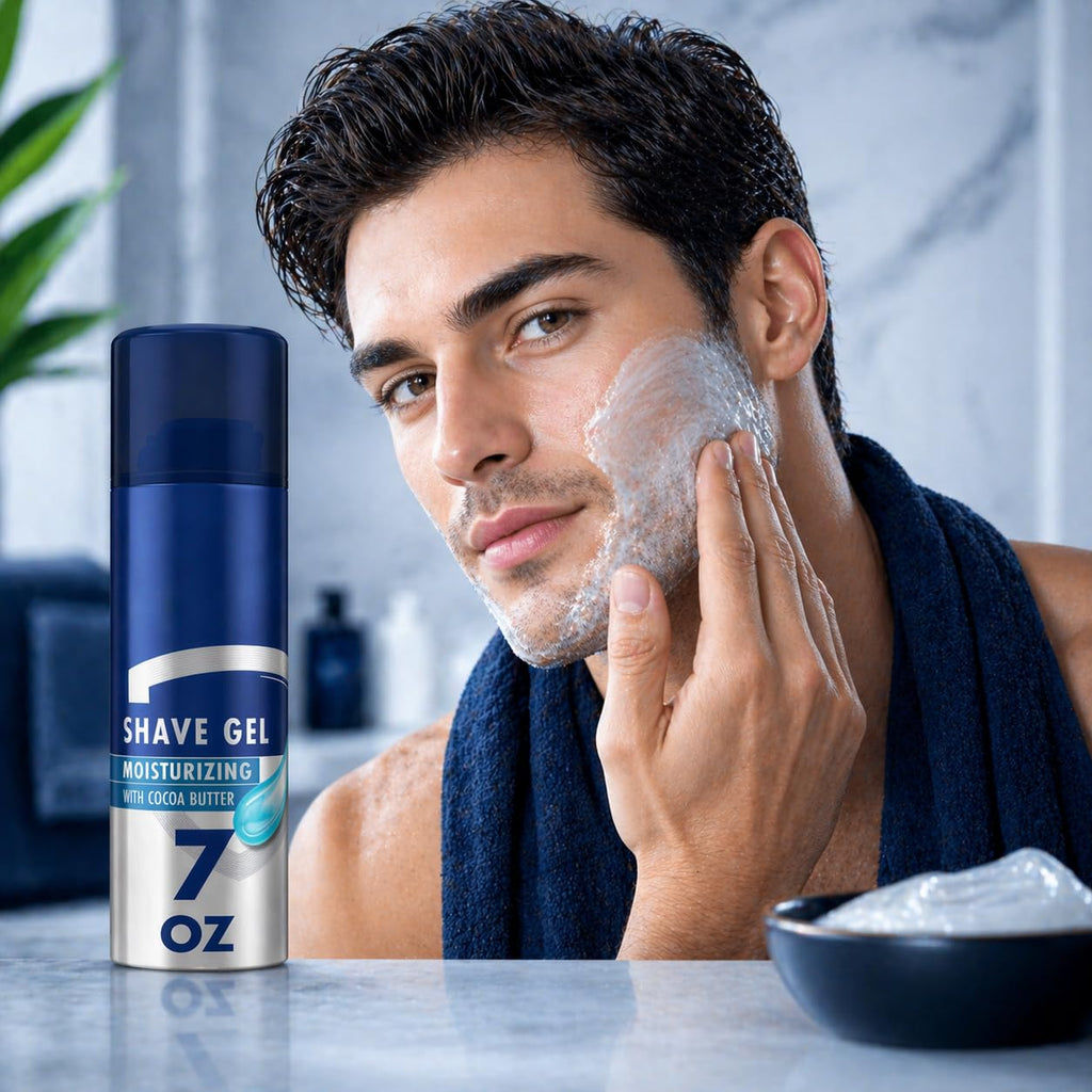 Moisturizing Shave Gel for Men with Cocoa Butter, Classic Scent, Smooth Glide Formula for Comfortable Shaving Experience, 7 oz