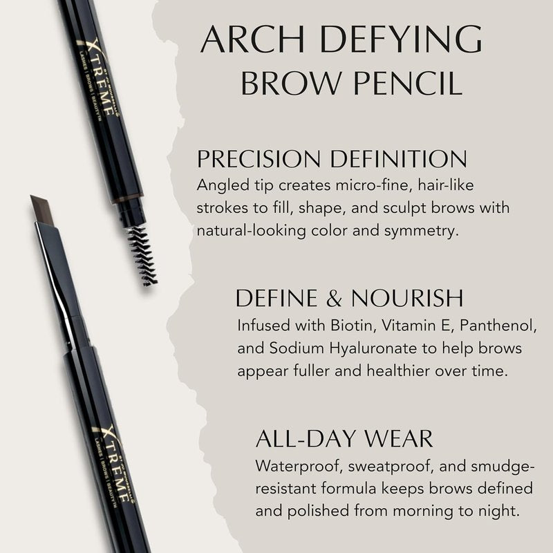Xtreme Lashes Brow Pencil - Dark Brown, Waterproof & Smudge-Proof, Long-Lasting Vegan Makeup