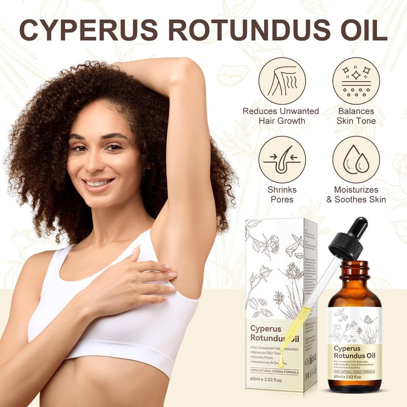 Nyloriaine Cyperus Rotundus Oil for Hair Removal 60ml, Natural Herbal Hair Care Oil for Post Hair Removal Use, Moisturizes & Soothes Skin, Helps Improve Skin Appearance, For All Skin Types