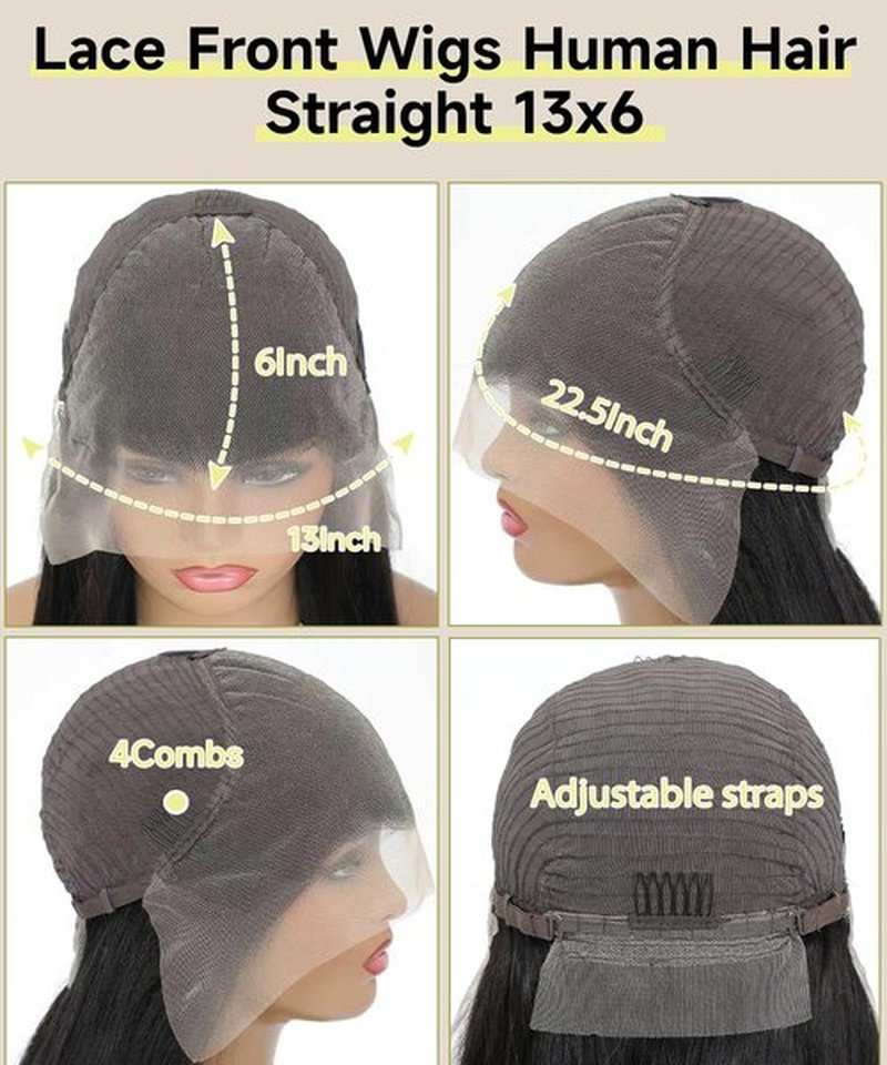 Sealusa 30 Inch 13x6 Lace Front Wigs Human Hair Real 100% Virgin Hair Can Last 6-9 Months Life Straight Human Hair Wig 200% Density Soft Silky Smooth HD Lace Frontal Wig Tangle-Free Natural Black