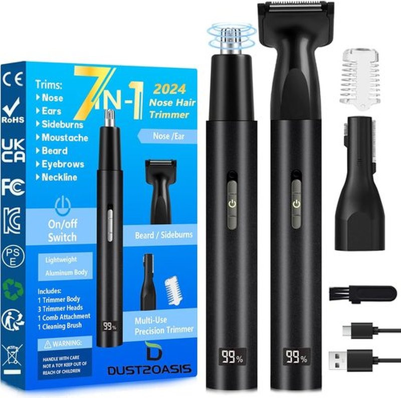 Skiennix Nose Hair Trimmer | All-in-One Professional Ear & Nose Hair Clipper - 14,000 RPM, Rechargeable, Dual Edge Blades