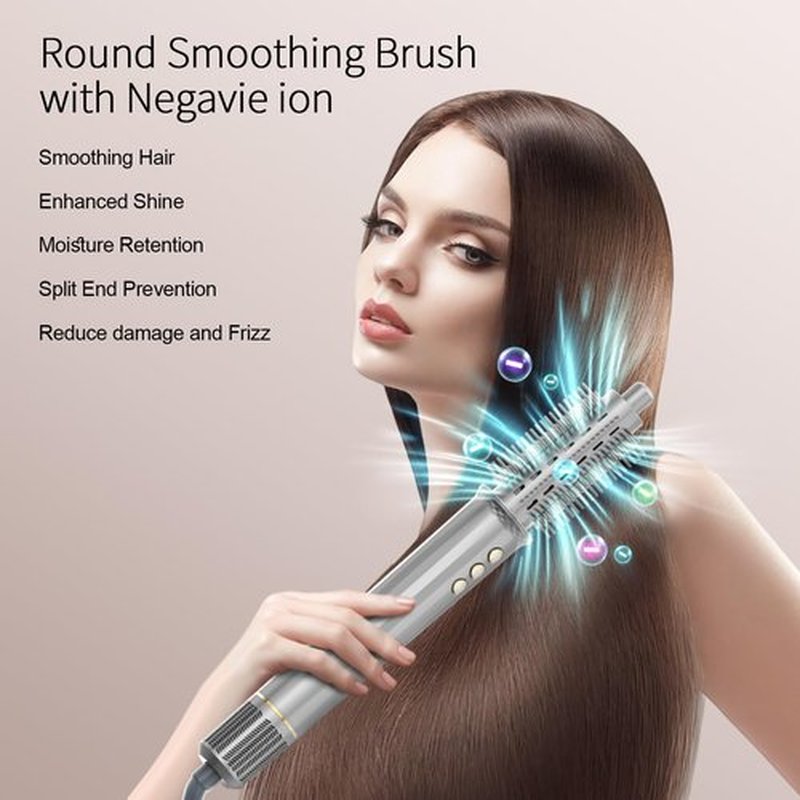 REITOW 5-in-1 Blow Dryer Brush Set - 110,000 RPM High Speed Hair Dryer & Airbrush Hair Multi Styler - No Heat Damage Auto Wrap Air Curler - Magic Hot Air Styler for at Home Styling Women Gray