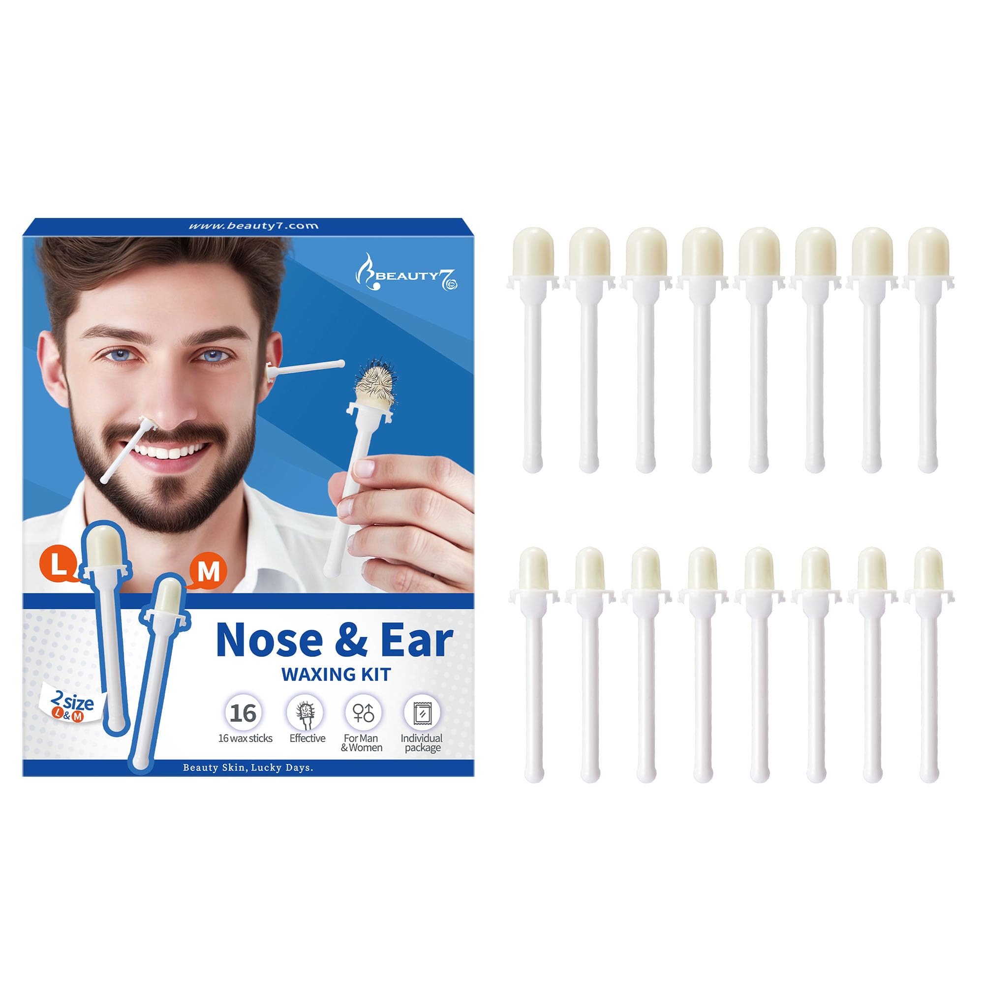 Beauty7 Nose Wax, Ready to Use Waxing Sticks- 16 Counts