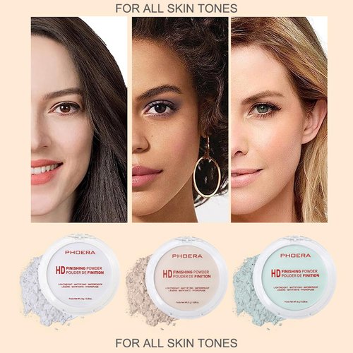 PHOERA Foundation Pressed Face Powder - Soft Focus Setting Powder for Shine-Free Skin | 0.28 Oz (002 Banana)