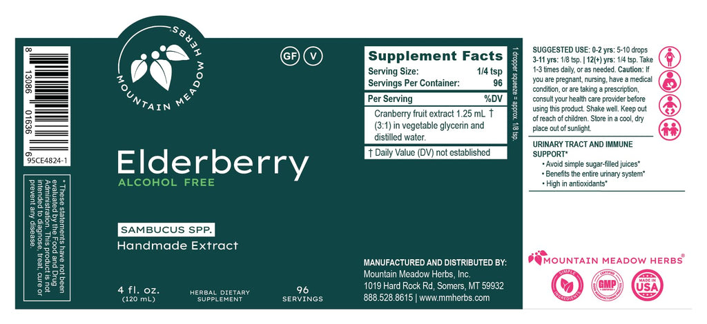 Mountain Meadow Herbs Elderberry Extract | All Natural Immune Booster | Fast-Acting Liquid Concentrate | Promotes Immune System Health | Tincture 4 oz.