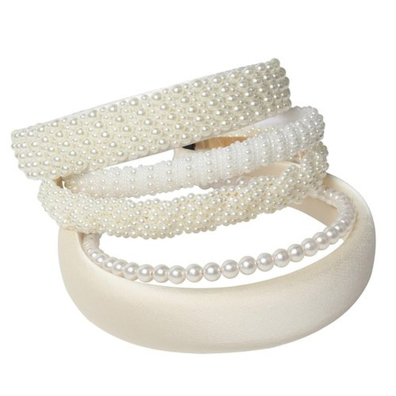 Cuizhiyu 5PK White Pearl Headbands for Women Girls Cute Pearl dainty Headbands Bling Faux Pearls Hairbands Wedding Hair Accessories hair hoop headband