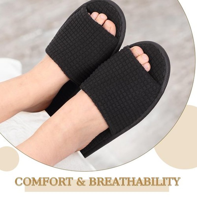 Bunnycool 12 Pairs Disposable Slippers for Guests Open Toe Spa Slippers Bulk Disposable Sandals Soft Fleece for Man Women Spa Hotel Wedding Shoeless Home(Beige, Khaki, Light Gray, Black)