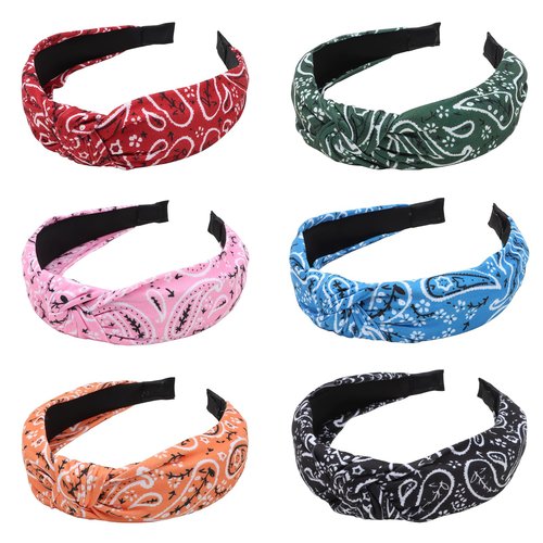Ondder 6 Pack Bandana Headbands for Women Top Knot Headband Cute Head Bands for Women's Hair Turban Headband with Knot Hair Accessories for Women Girls