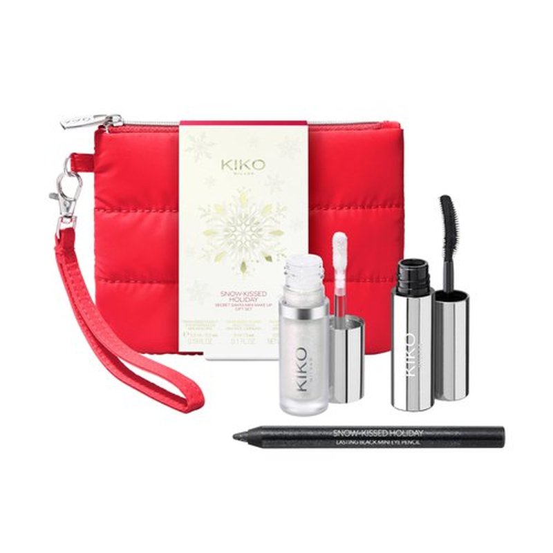 KIKO Milano|Snow-Kissed Holiday Secret Santa Mini Make Up Gift Set|Makeup Gift Set: volumising mascara, eye pencil, and liquid highlighter in miniature form