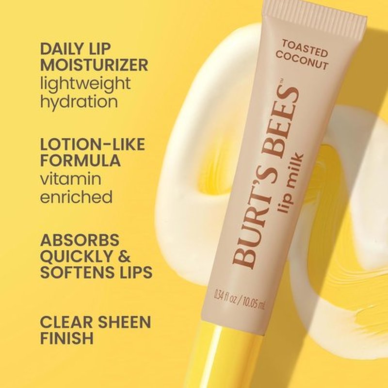 Burt’s Bees Lip Milk - Toasted Coconut Daily Lip Moisturizer with Almond Milk & Jojoba Oil | 0.34 Fl Oz