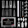 EBANKU 384PCS Dual Nail Form Kit, 8 Styles & 12 Sizes, Reusable Silicone Pads, 5PCS Nail Clips, Gel Brush Pen, Nail Files Buffer, French Nail Extension Kit for Beginner