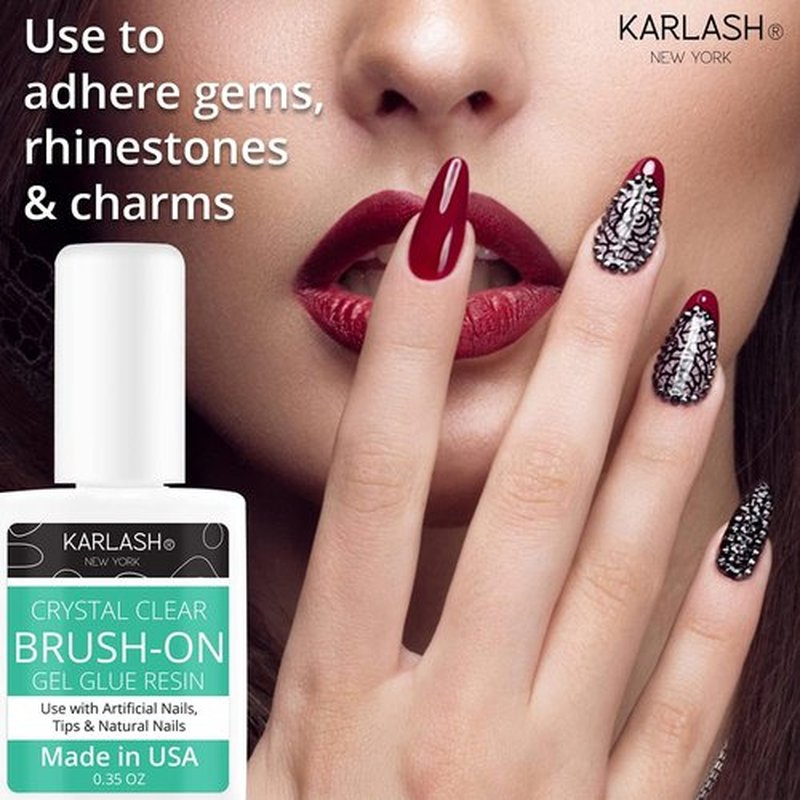 Karlash Super Strong Brush On Nail Glue for Acrylic Nails and Press on Nails Bonding Acrylic Nail Glue Adhesive, Perfect for Acrylic Nail Art, Glitter, Gems, White Clear Tip